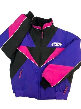 Vintage Arctic Cat Gore-Tex Jacket Neon Colorblock Removable Fleece Liner (W) L